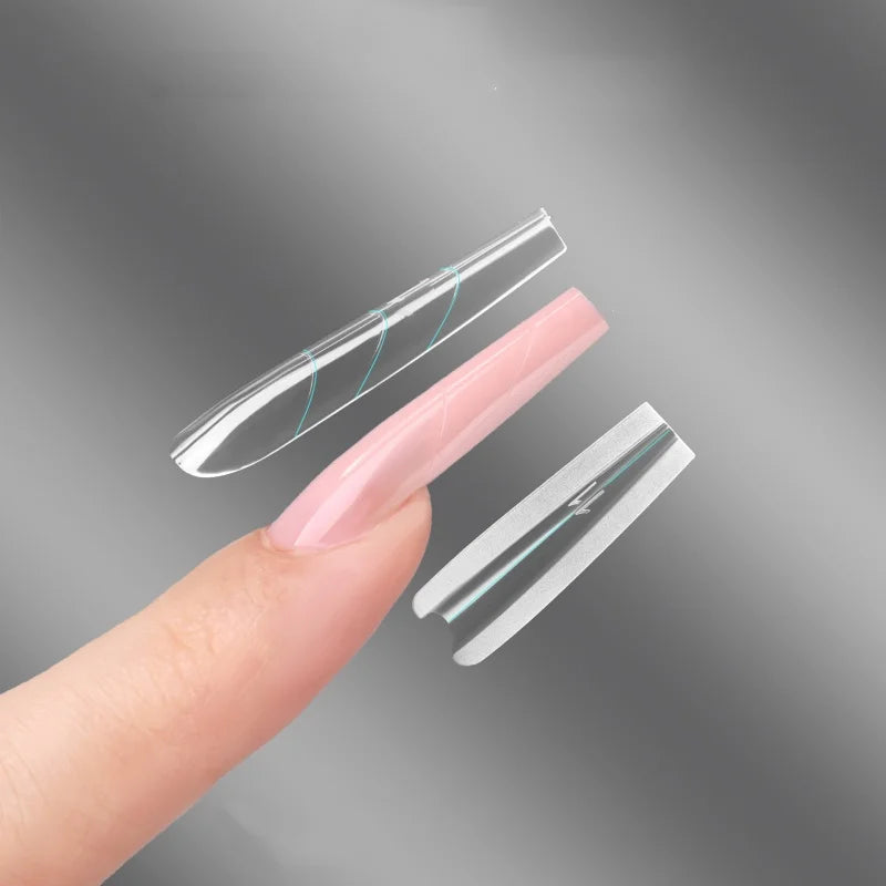 Sandwich Dual Nail Forms 180pcs 15size NEW 2025 Extensions-Dual Forms Coffin Almond Nail Forms Manicure Top Mold Bottom Mold Qme