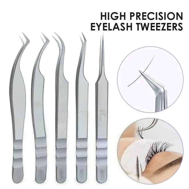 Stainless Steel Eyelash Extensions Tweezers Lash Artists Precision Qme