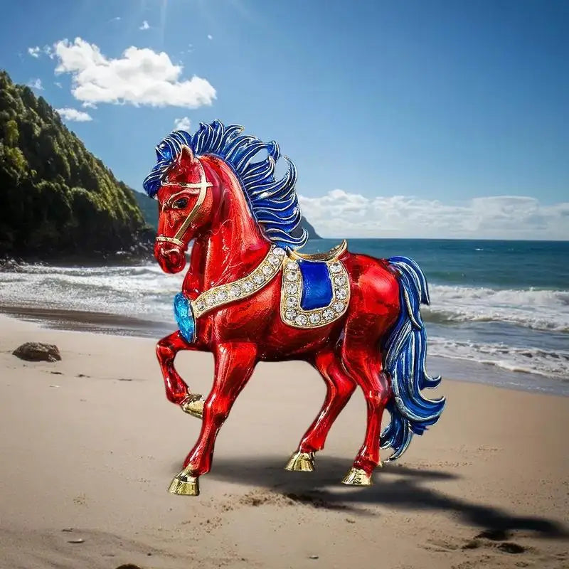 Exquisite Rhinestone Running Horse Brooches Women Men 4-color Enamel Qme