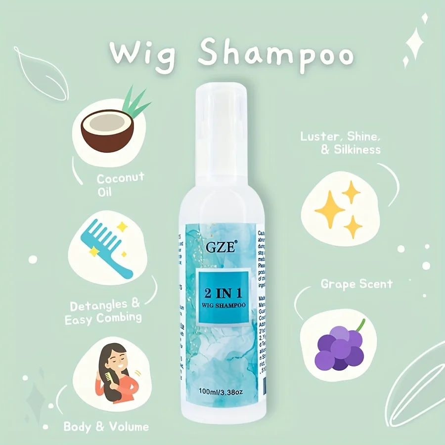 GZE 2 IN 1 Wig Shampoo For Synthetic Hair Soak & Rinse, Deep Cleansing, Revitalizes, Moisturizes Qme