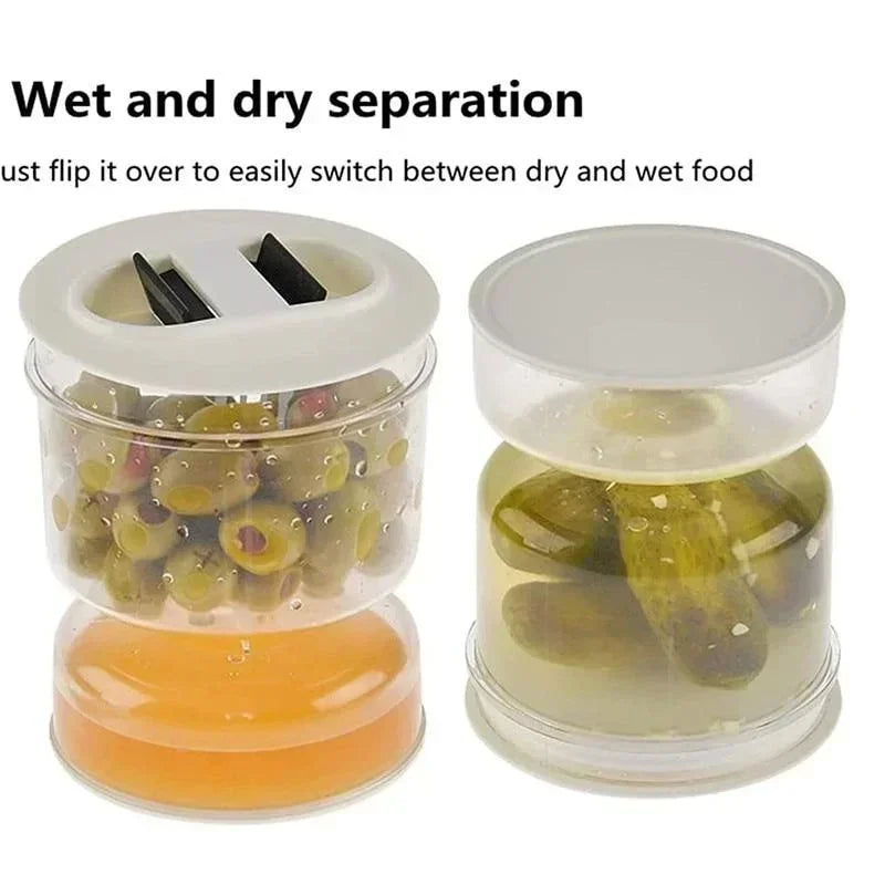 Sealed Jar Pickle Home Wet Dry Separation Flip Container Strainer Qme