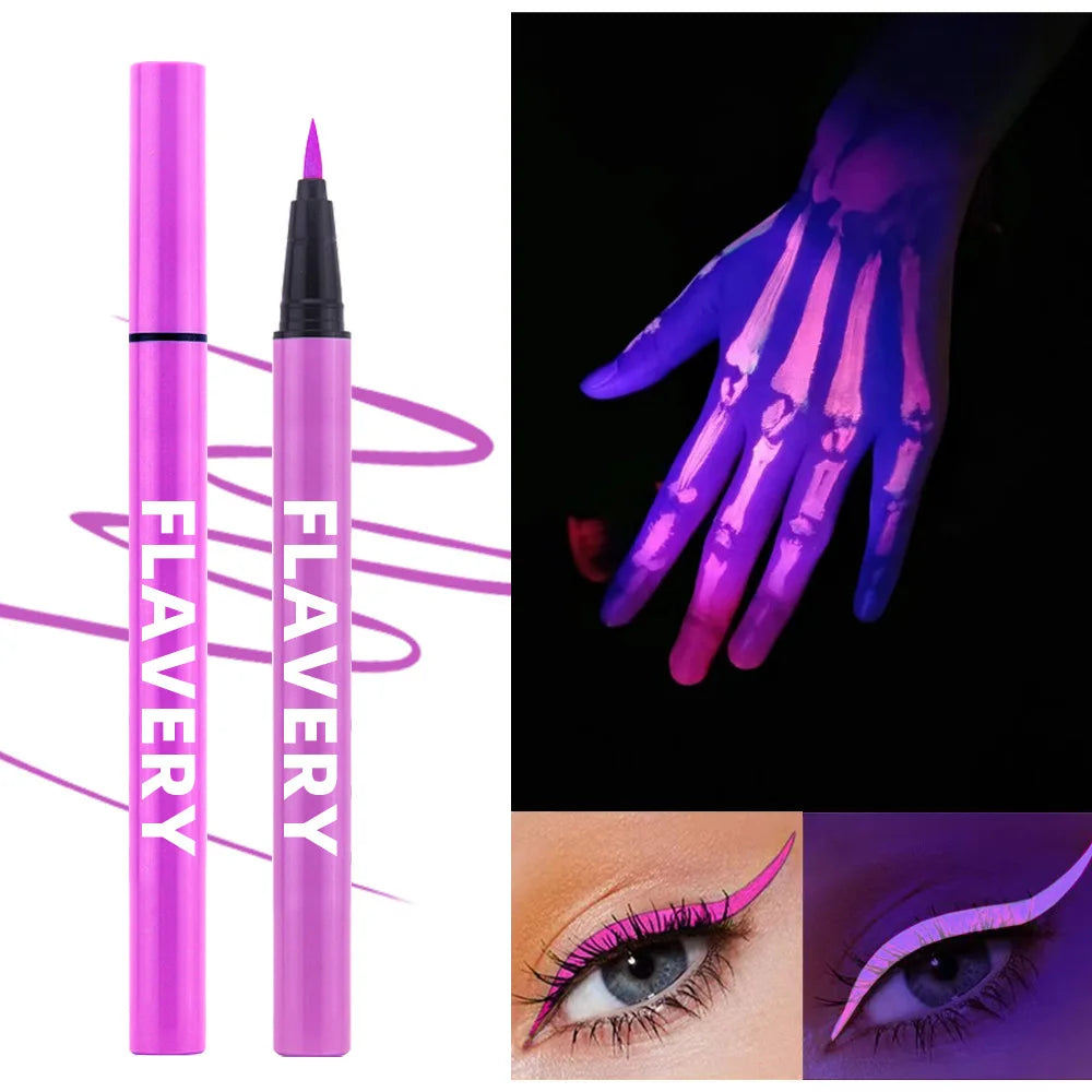 8-color Fluorescent UV Eyeliner Waterproof Sweat-proof Face Paint Pen Qme 08purple