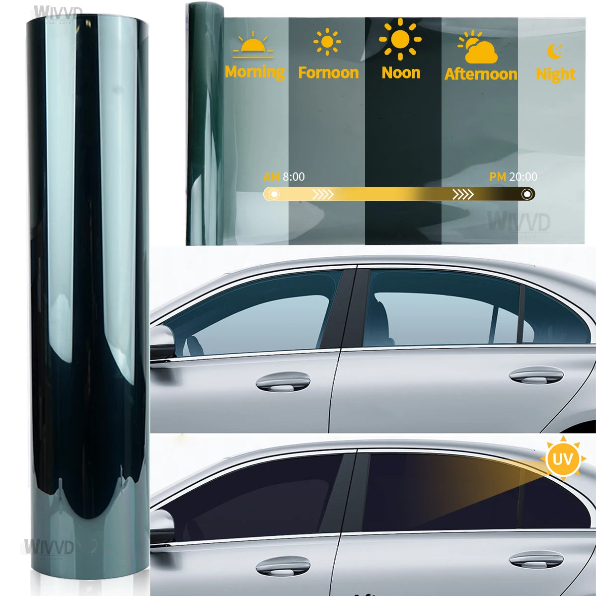 Solar Tint Photochromic Film Sun Control Film VLT Changed 78%~15% Heat Insulation Film Window Protection Car Accessories Qme Light-50cmX3M
