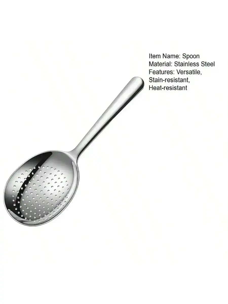 Stainless Steel Ladles Serving Soup Rice Spoon Drain Hole Heat Qme