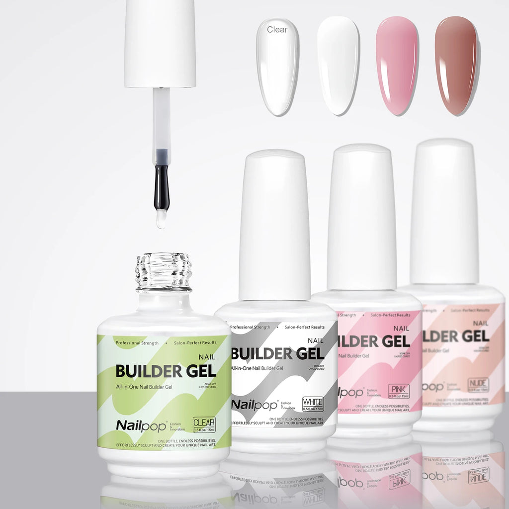 Nailpop 7-in-1 Builder Nail Gel Fast Building Polish Clear White Pink Qme