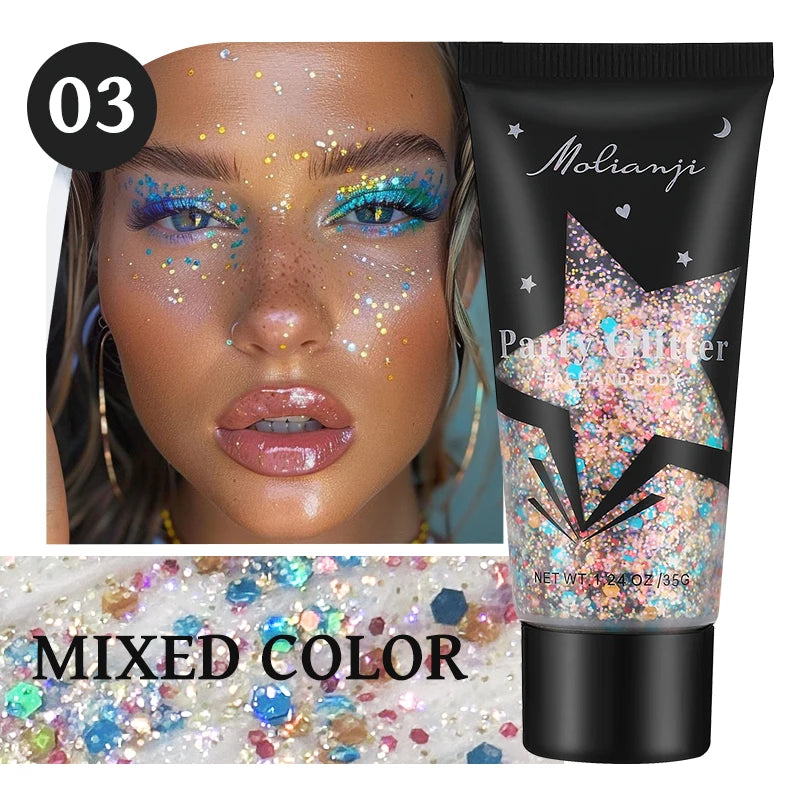 Sequin Gel Its Own Viscosity Easy Push Apply Long-lasting Makeup Qme 03 MIXED COLOR