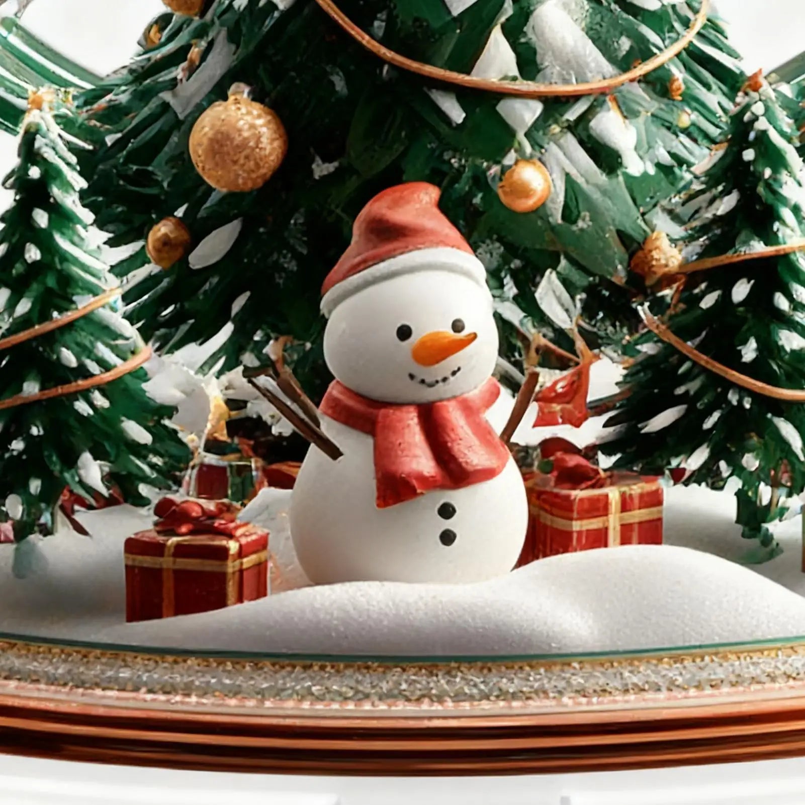 Christmas Table Decor 2D Vintage Ferris Wheels Rotating Base Tree Qme