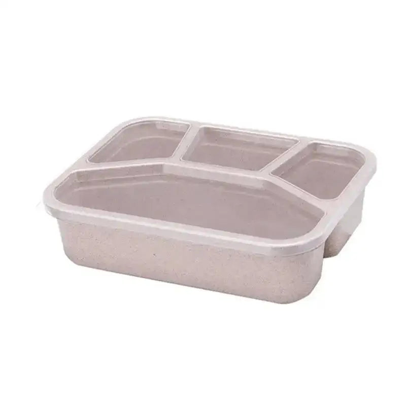 Bento Box Lunch Box Adult LunchBox Containers For Toddler Kids Adults 4 Compartments Fork Leak-Proof Microwave Dishwasher Qme Beige