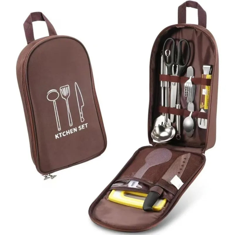 Camping Travel Cooking Utensils Organizer Bag Portable Pouch BBQ Camp Qme