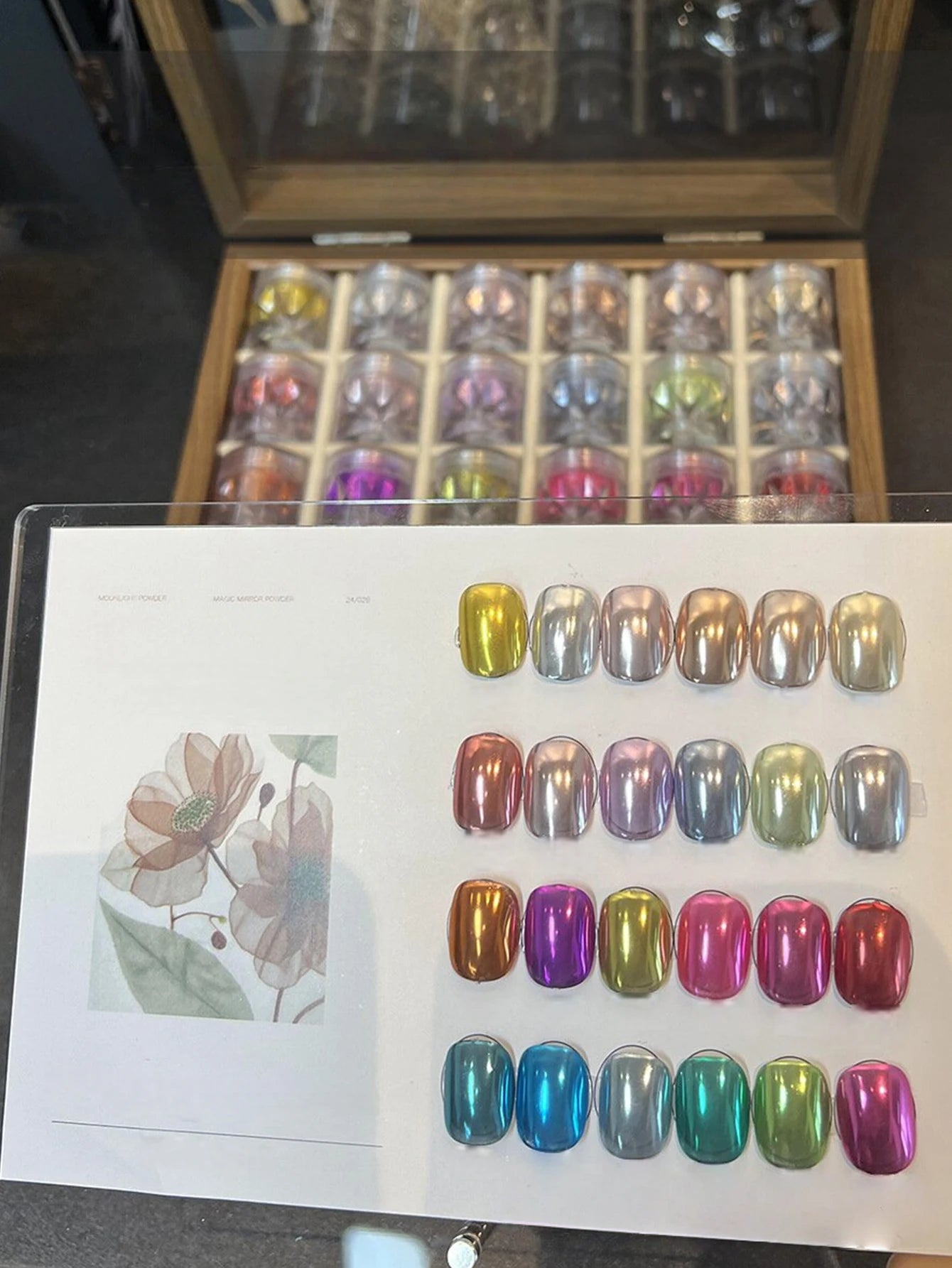 24-color Y2K Mirror-finish Nail Polish Powder Chart Storage Box DIY Qme 01