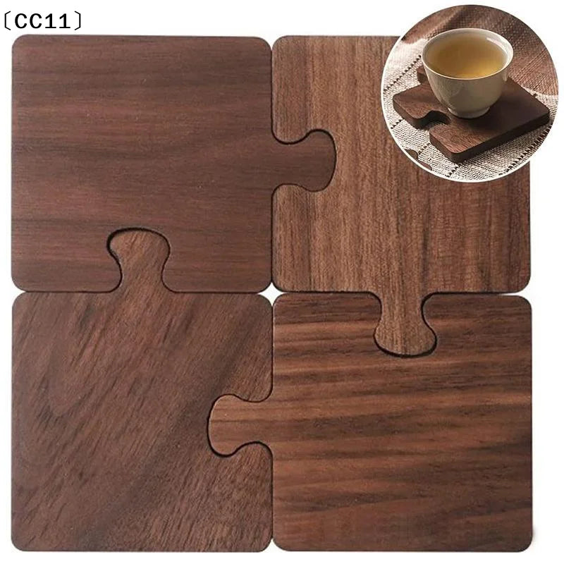 Wooden Coaster Retro Teacup Mats Creative Building Block Shape Cup Qme Default Title