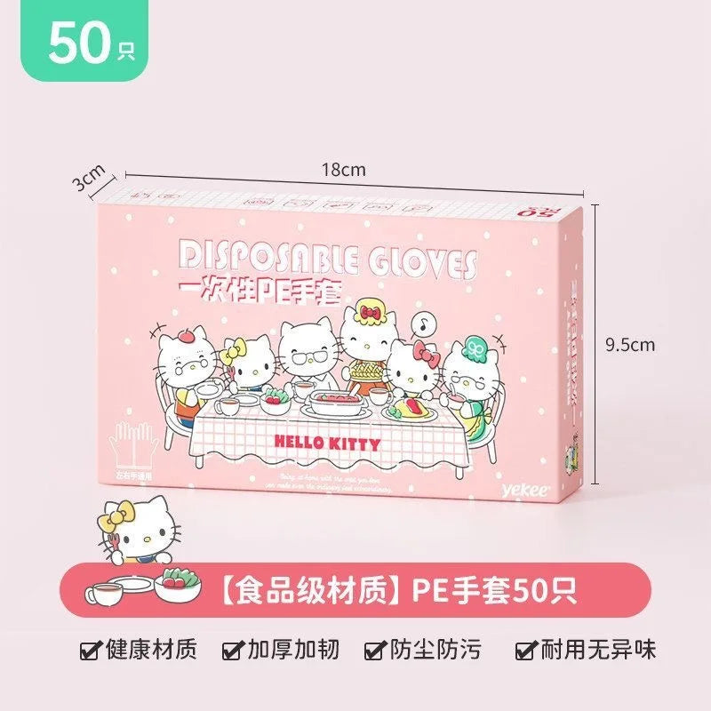 Hello Kitty Disposable Gloves Cute Food-grade Plastic Bags Boxes Qme