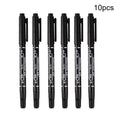 Dual Tip Black Fineliner Pens, Waterproof Sketch Markers for Drawing, Writing & School Art Qme 10pcs