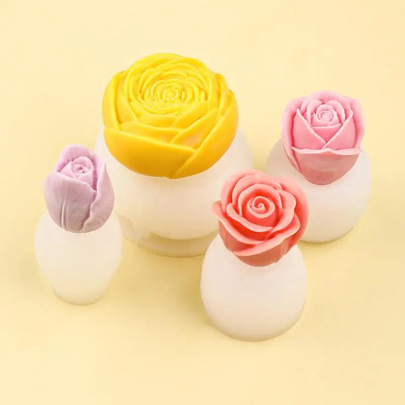 1Pcs Handmade Scented Candle Plaster Resin Molds DIY Flowers Tulip Rose Silicone Mold Cookies Chocolate Candy Baking Tool Qme