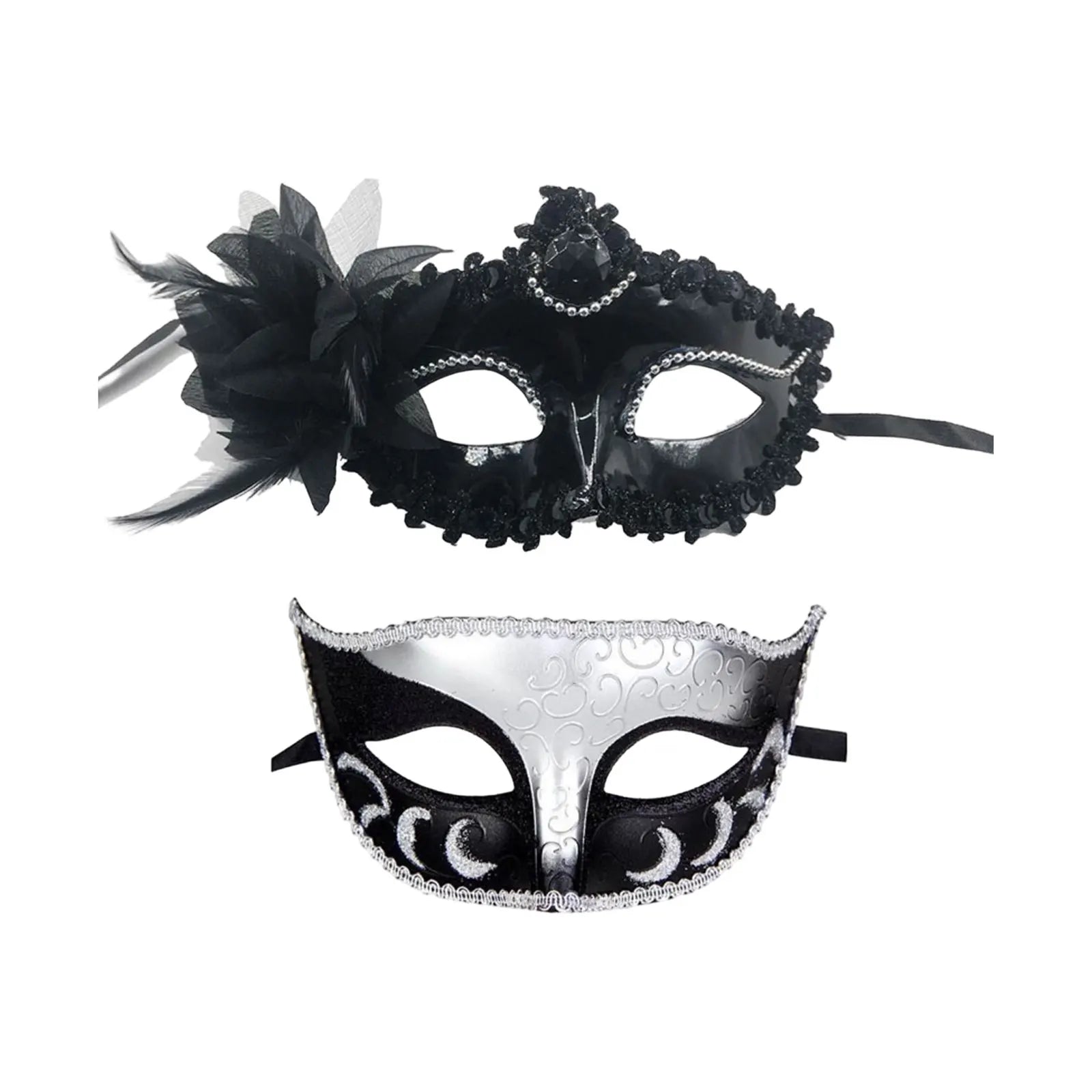 Black Series Masquerade Masks for Couples Lace Masks Party Venetian Christmas Mardi Gras Mask Set Cosplay Costume Accessory Qme A