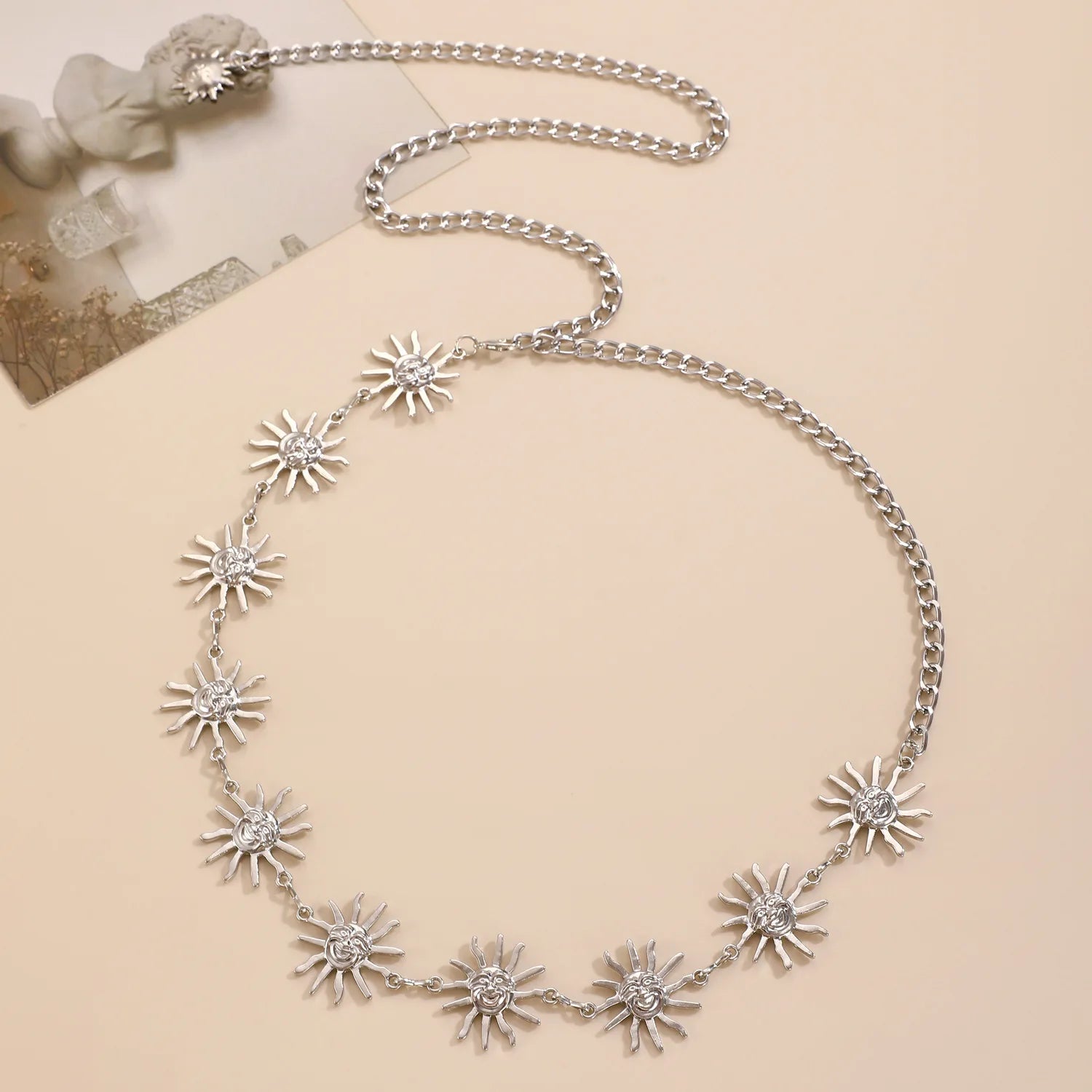 New Bohemian metal waist women's retro ethnic style high-end accessories with skirts waist versatile decorative women Qme 27SilverLittle Sun