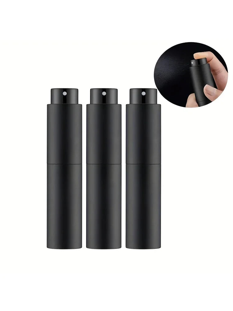 10 ml Travel Perfume Sprayer, Refillable Cologne Container, Empty Dispenser Sprayer for Mini Sprayer Size (Black Qme 3 Pieces Black 10ml Glass