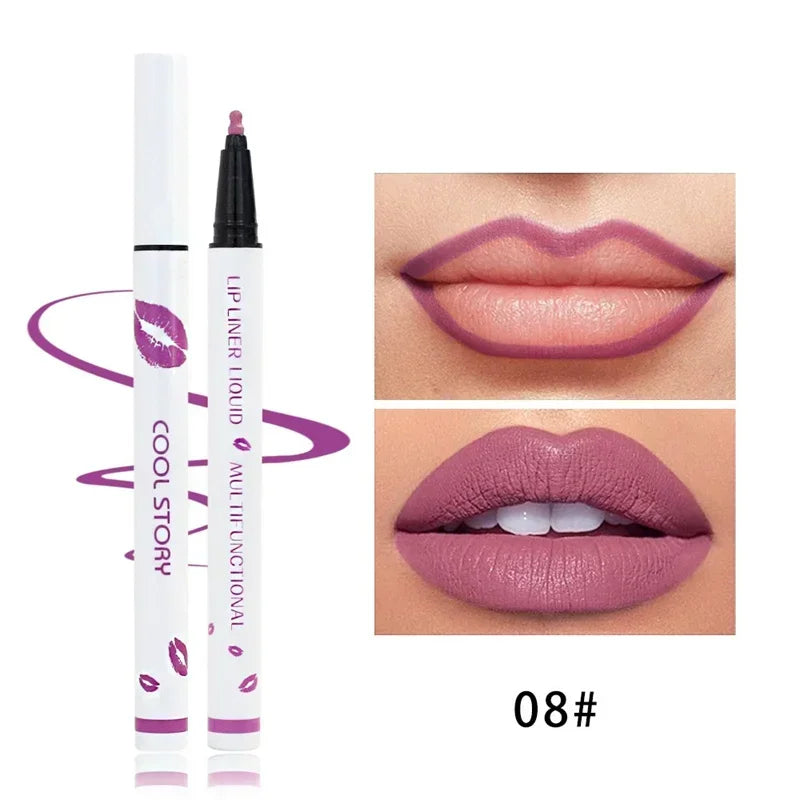 Matte Soft Lip Liner Liquid Lipliner Pencil Long Lasting Lips Cosmetic Tool Stick Quick Drying Smudge Proof Natural Lipstick Pen Qme 08