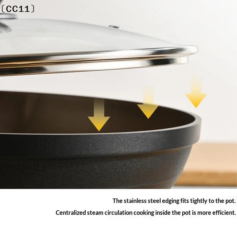 Tempered Glass Round Frying Pan Cover Visible Vertical Lid Pot Qme