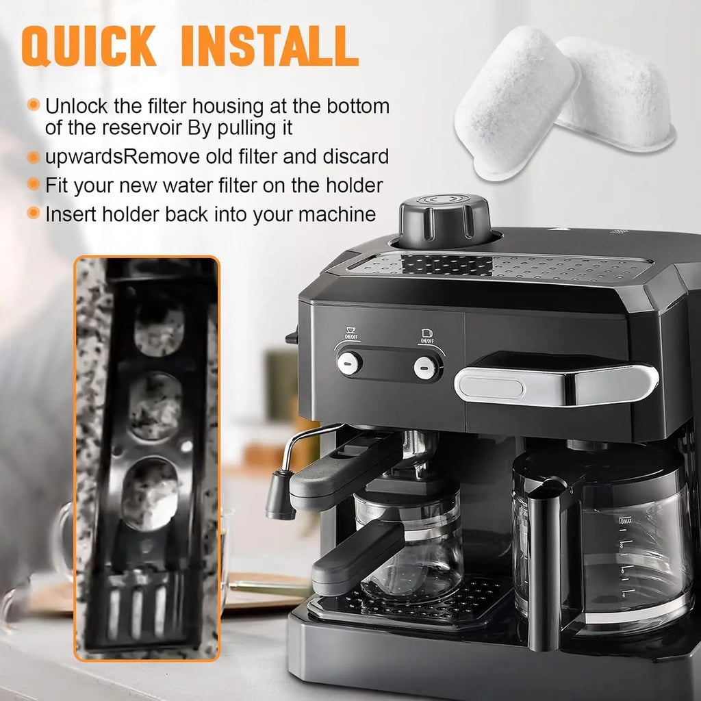 Charcoal Water Filter Compatible Delonghi Espresso Machine Cuisinart Qme