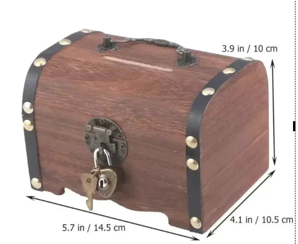 Treasure Chest With Lock Vintage Treasure Storage Box Piggy Bank Organizer Saving Box Case With Lock For Home Retro Decoration Qme 14.5 10 9.5cm