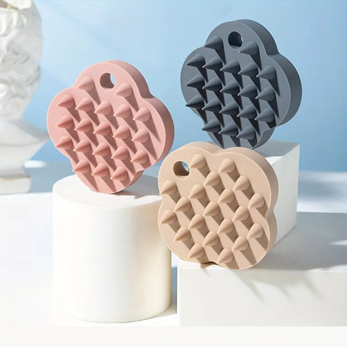 1 Home Bathroom Shower Hair Wash Clover Shaped Silicone Scalp Qme