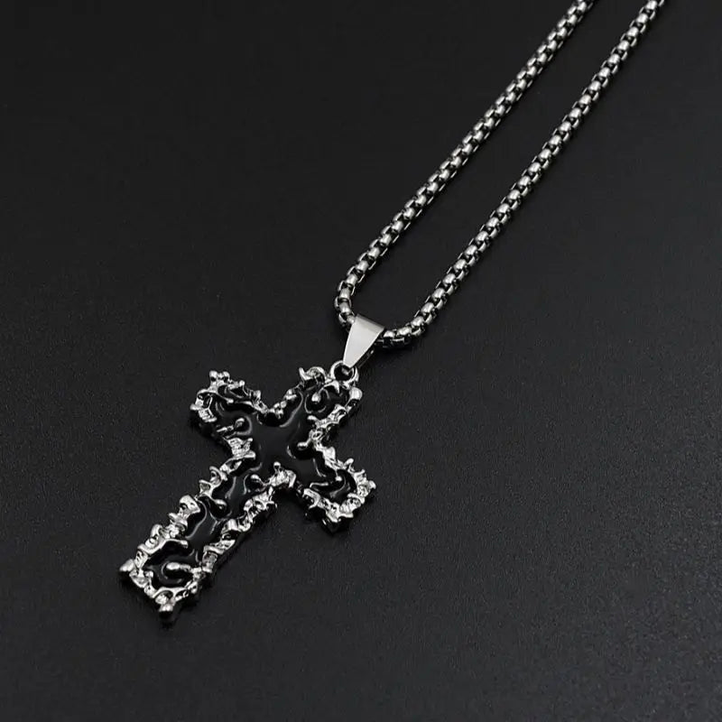 Hot Selling Vintage Punk Cross Pendant Necklace - Unique Hip Hop Chain for Women Qme X400