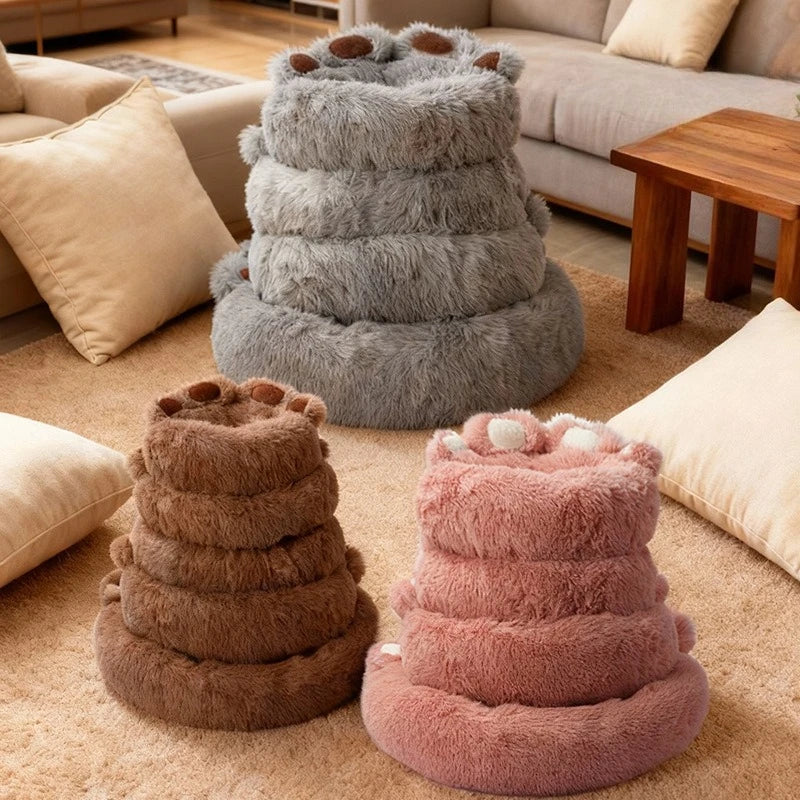 B 40-90cm 6 Sizes Round Pet Bed for Large Dog Bed Super Soft Cat Bed Plush Dog House for Medium Dog House Winter Warm Sleeping Qme