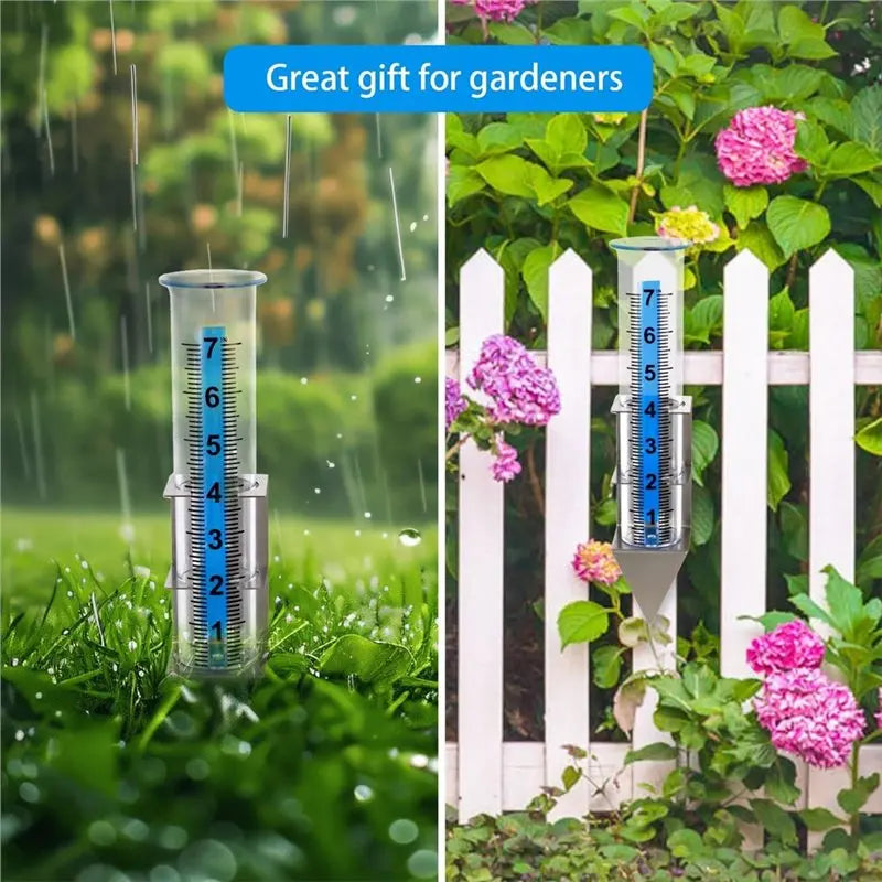 A02F-Rain Gauge With Stainless Steel Mounting Rack Holder-Rain Gauge For Outdoor For Yard Garden Fence Lawn Patio Farm Qme