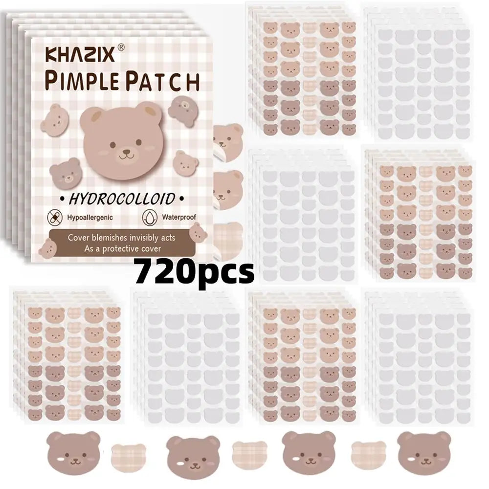720 1020 Counts Bear Pimple Patches Cute Acne Hydrocolloid Waterproof Qme beige -720pcs