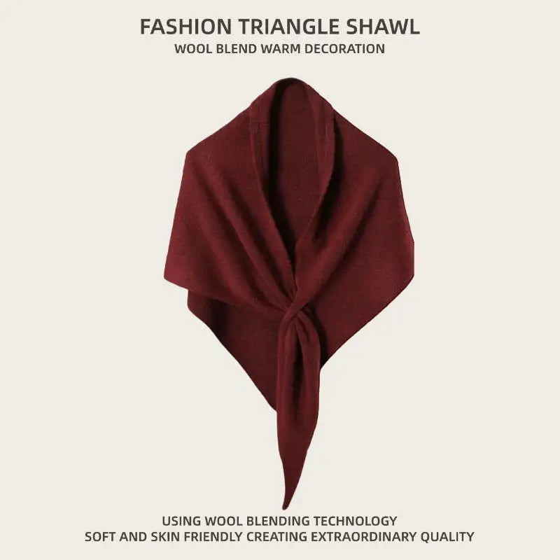 Winter Women Shawl Wraps Cardigan Cape Wool Blend Triangle Scarf Qme Wine red