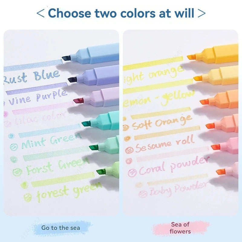 Dual Tip Highlighters Pens 12 Colors Bible Pens No Bleed With Soft Tip Aesthetics Pens Markers Kawaii Stationary For Students Qme