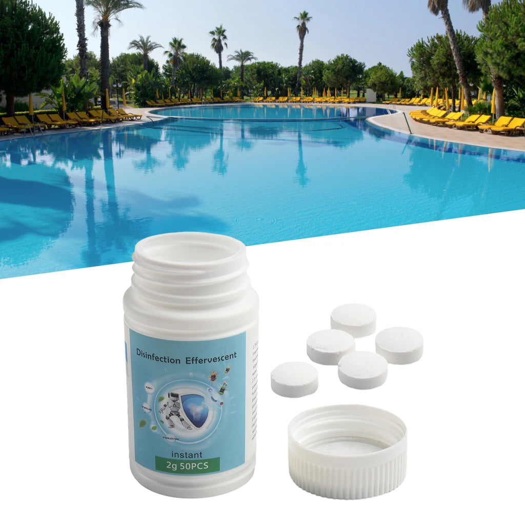 50pcs Multifunctional White Chlorine Tablets For Swimming Pool Cleaning Tablet Spa Clean Protect Against Harmful Sun Ray Qme
