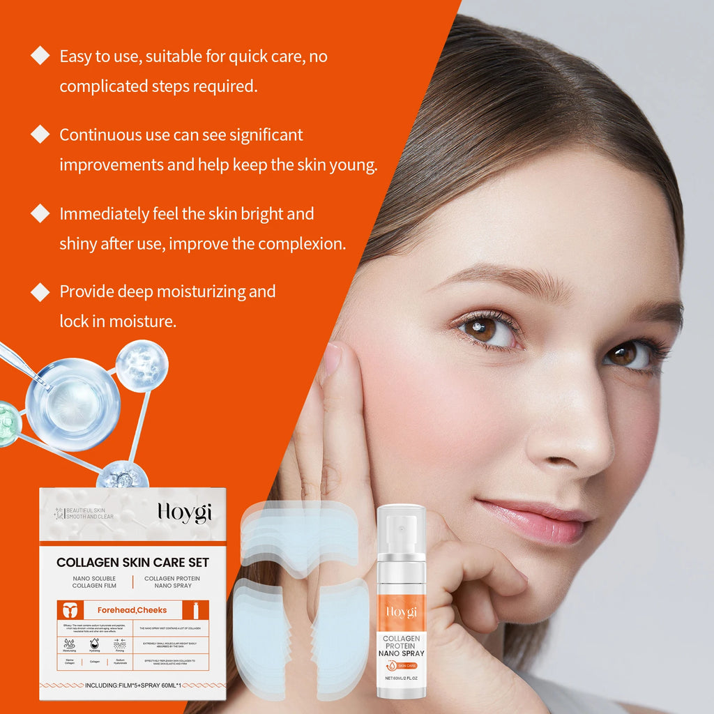 Nano Soluble Collagen Face Mask Serum Spray Set Wrinkle Repair Face Filler Increase Skin Elasticity Brightening Skin Care Set Qme