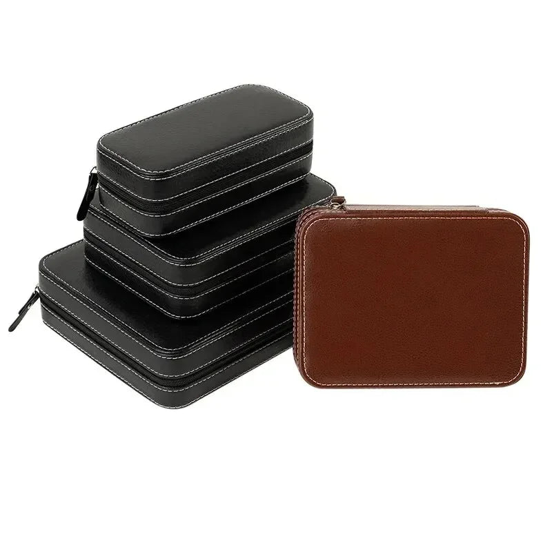 New Travel Dustproof Embedded Watch Box Zipper Portable PU Leather Storage Case Watch Display Box For Trips And Gifts Qme