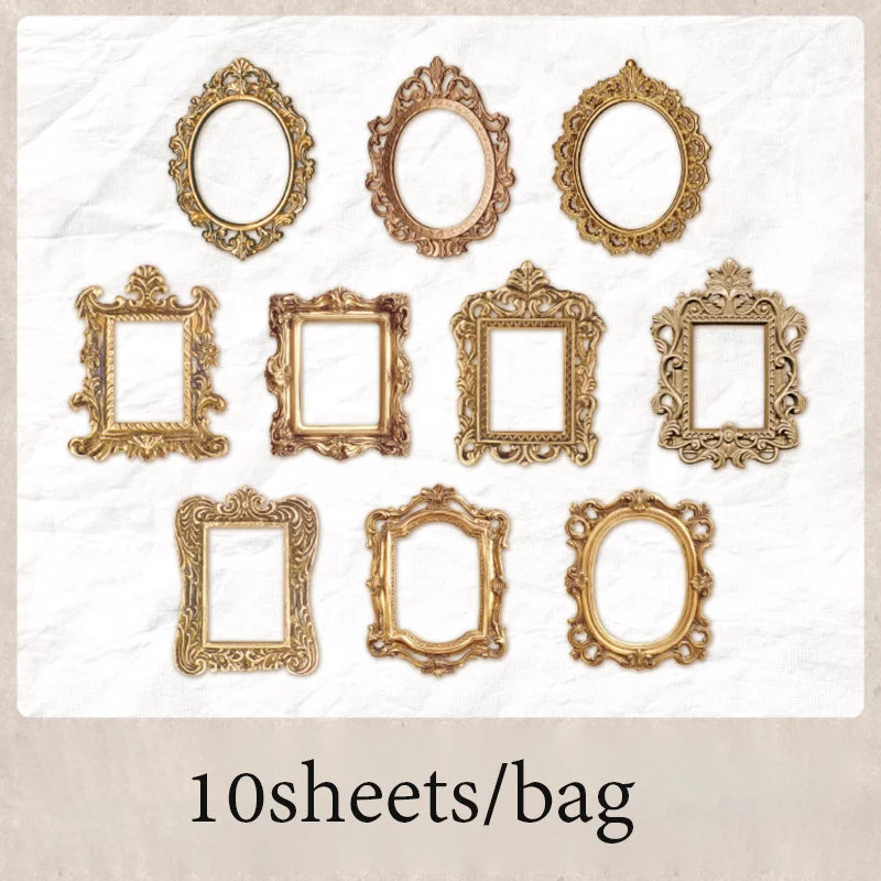 10 Sheets/Bag Window Frame Hollow Embossed Collage Cards for Scrapbook Journal DIY Planner Phone Case Notebook Decoration Gift Qme 3
