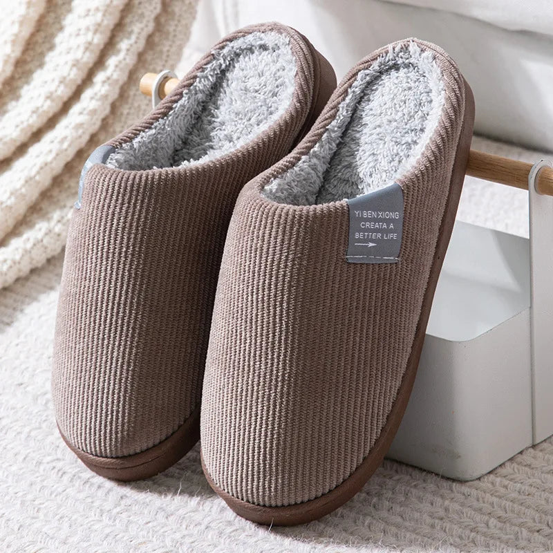 Casual Thick Soft Bottom Home Slippers Household Plush Anti-slip Qme Chocolate 40-41