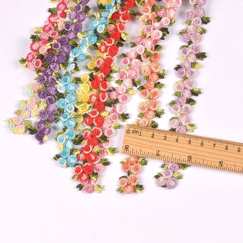 1 Yard 21mm Colorful Flower Lace Trim, Cute Rose Floral Embroidery Lace Ribbon for DIY Sewing Crafts Clothes Headbands cp3851 Qme
