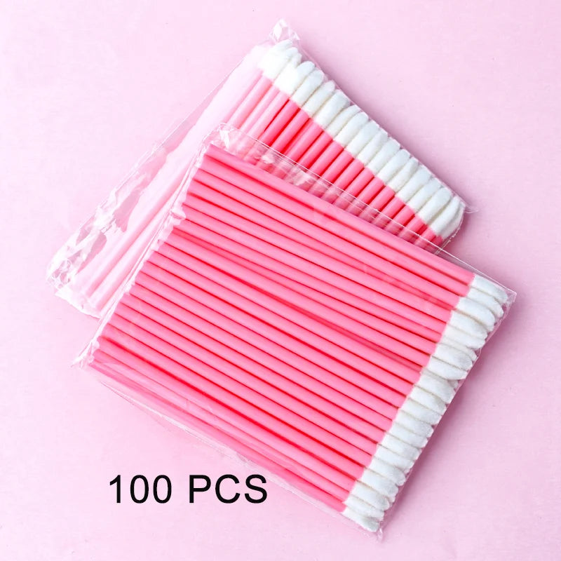 5/50/100Pcs Lip Brushes Disposable Cosmetic Lip Brush Lipstick Lip Glossy Wands Cleaner Applicator Eyeshadow Makeup Brush Tool Qme 100Pcs Pink