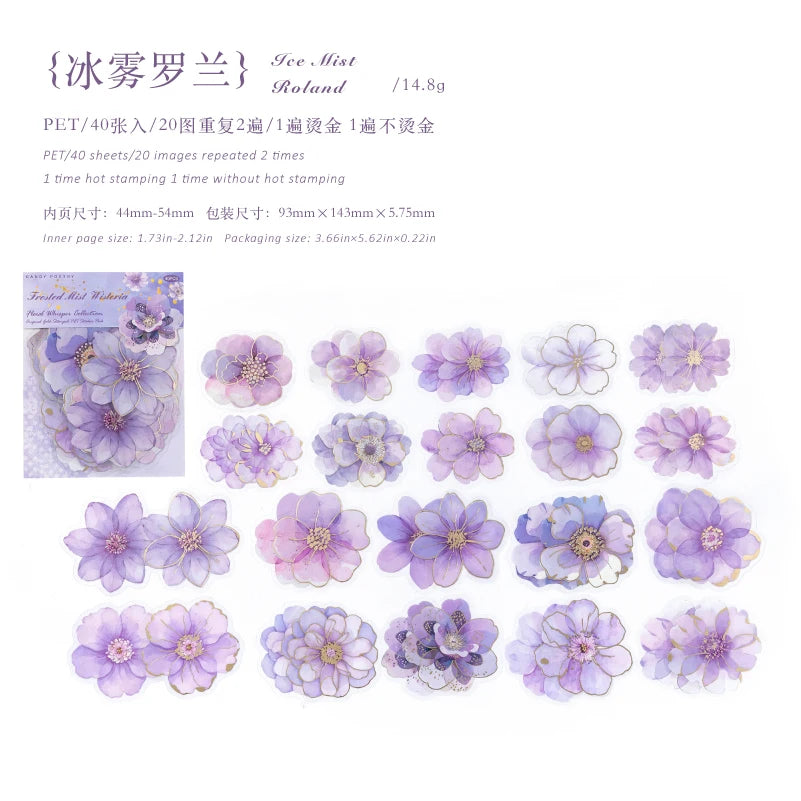 20/40 Pcs Kawaii Creative flower plant Sticker Pack hand tent DIY Stick Labels Scrapbooking Stickers Junk Journal Supplies Qme I5