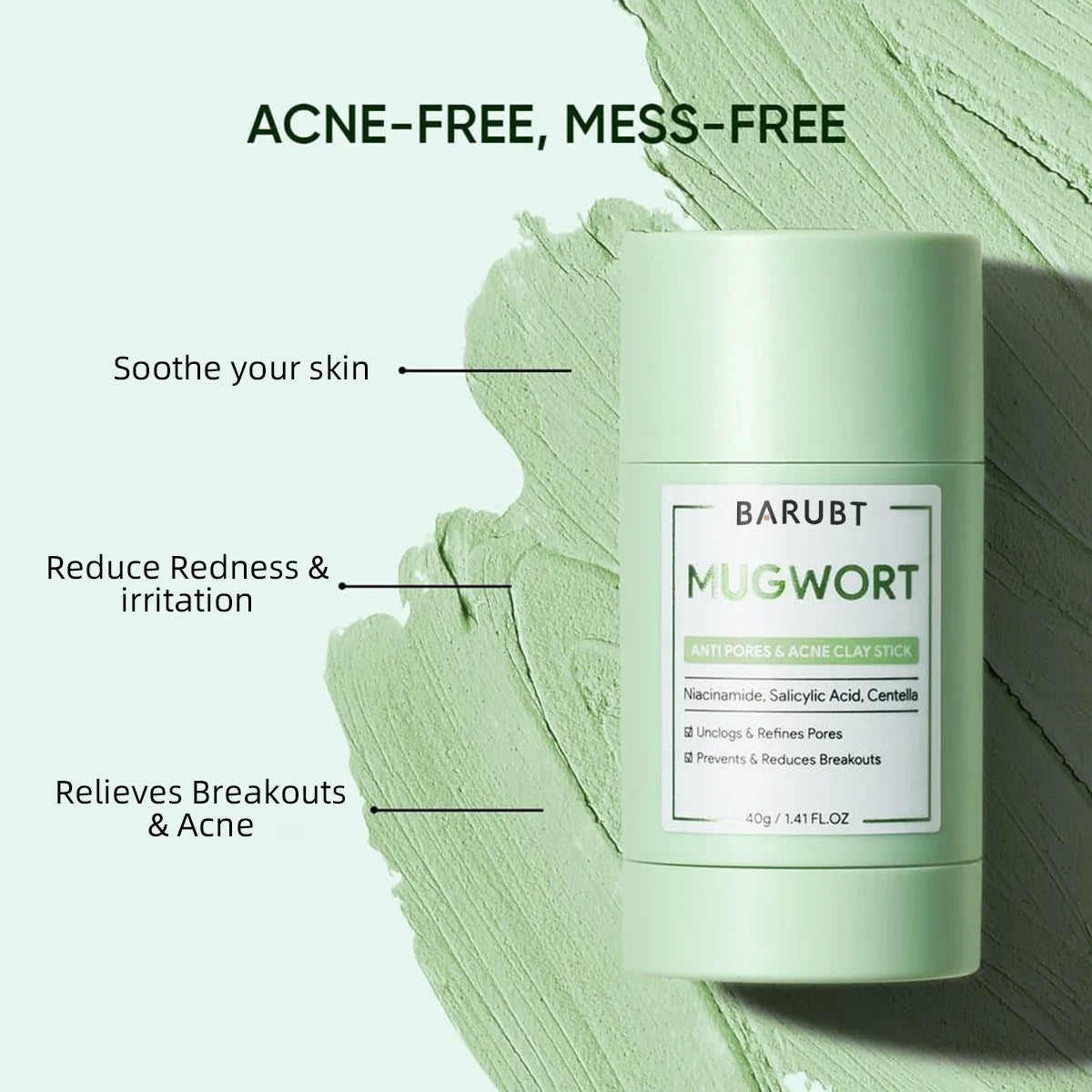 Mugwort Acne Clay Stick Niacinamide Salicylic Acid Face Mask Deep Qme