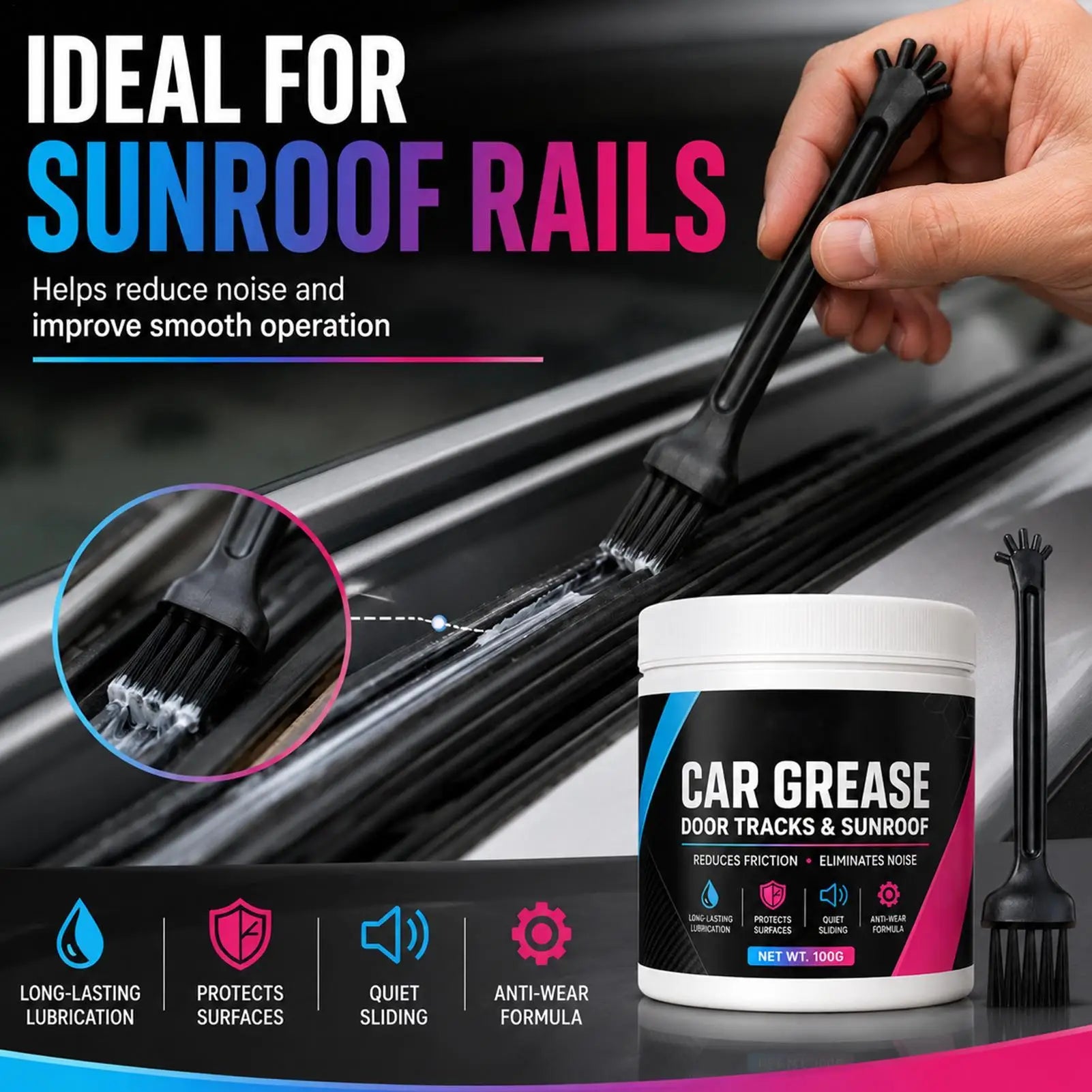 new Car Door Grease 100g Sliding Anti-Rust Door Track Lubrication Multipurpose Grease for Car Trailer Door Hinge Window Track Qme