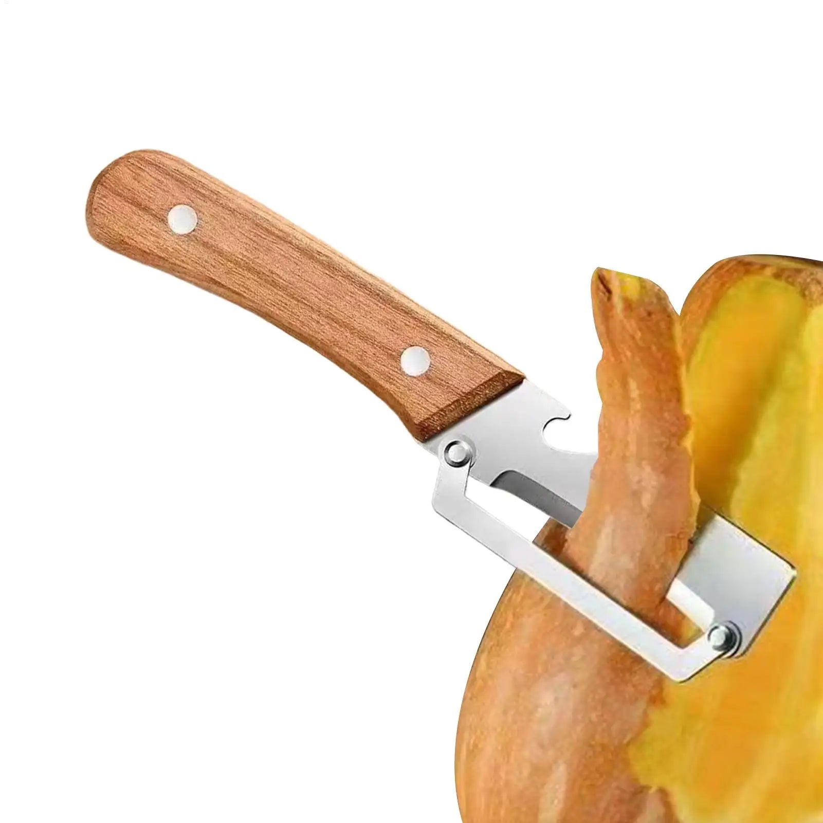 Fruit and Vegetable Peeler Wooden Handle Food Peeler with Bottle Opener Household Tomato Slicer for Home Cooking Vegetable Fruit Qme