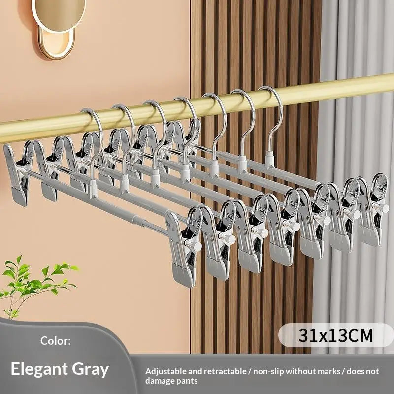 12Pcs Adjustable Metal Hangers With Clips Non-Slip Space-Saving For Pants/Skirts & All Garments Keep Clothes Tidy & Organized Qme Gray 12pcs