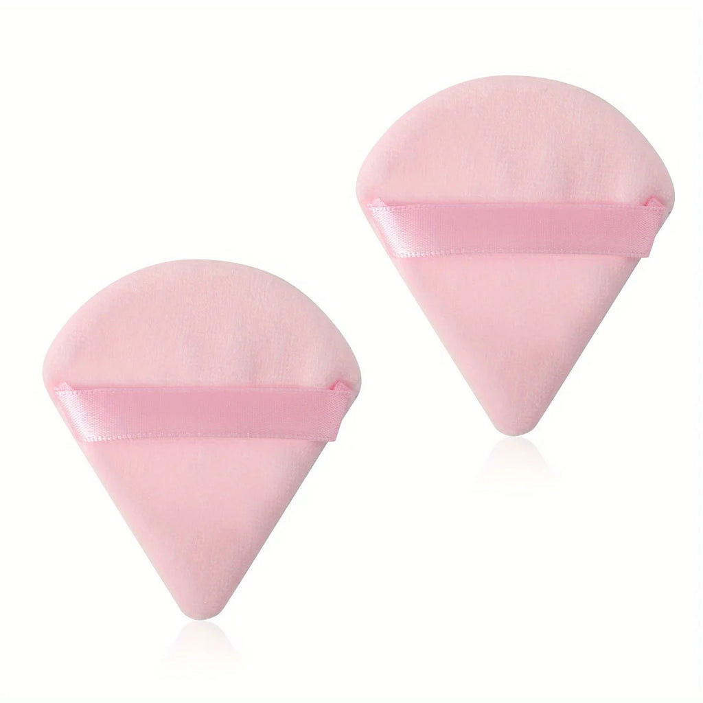 Triangular Makeup Sponge, Setting Powder Puff, Fan-Shaped Powder Puff, Finger Pad Powder Puff, Reusable Soft Plush Powder Puff Qme Pink