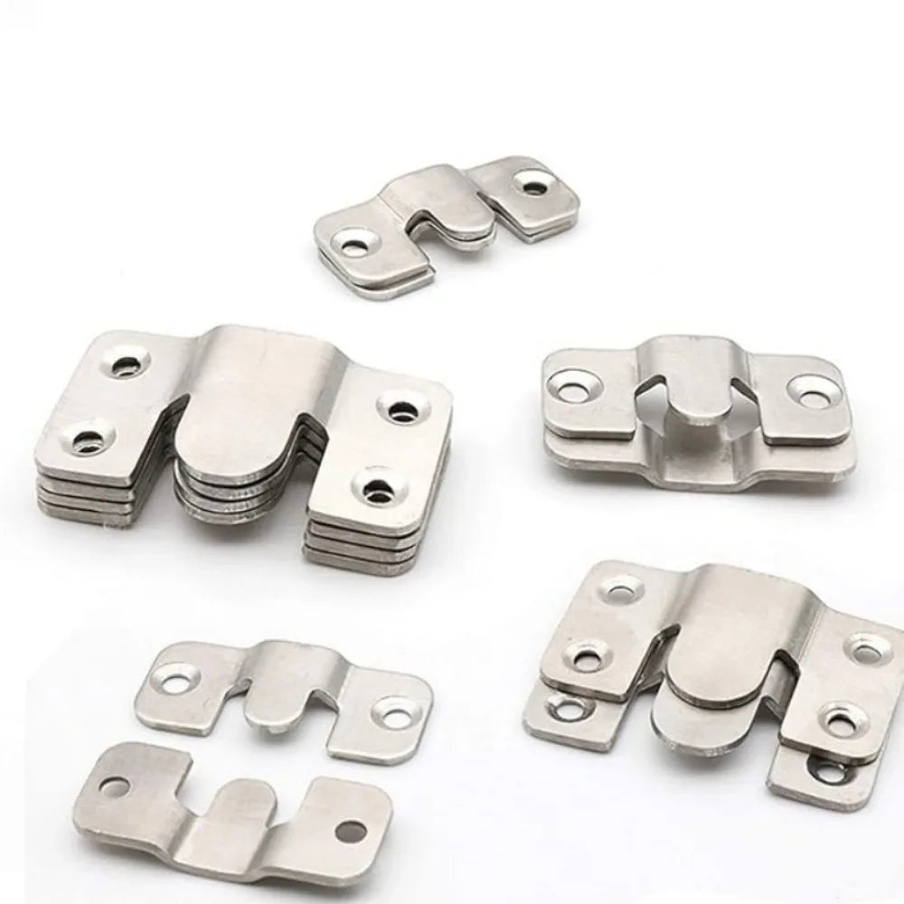10Pcs Stainless Steel Flush Mount Bracket Interlock Hanging Buckle Picture Frame Mirror Frame Wall Hooks Home Accessories Qme