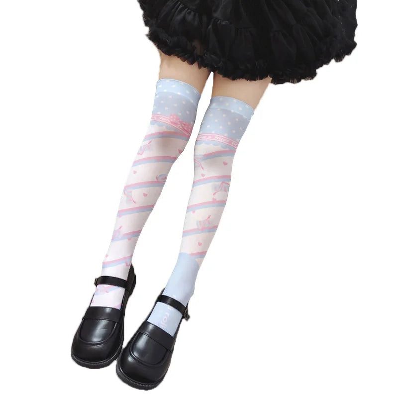Girl Long Tube Sexy Cute Sweet Lolita Thigh Stockings Cartoon Knee Qme style22 One Size