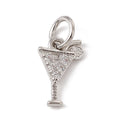 PandaHall 10pcs Brass Micro Pave Cubic Zirconia Cocktail Charms 10.5x7x1mm 3.4mm Hole for DIY Jewelry Making Qme Platinum