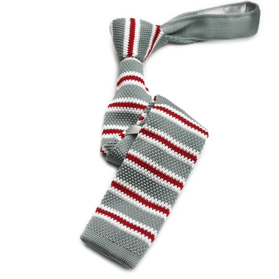 Striped Knitted Tie Casual and Fashionable Flat Head Tie 7CM Tie Colorful Personalized Trendy Manual Knot Tie Campus Style Qme