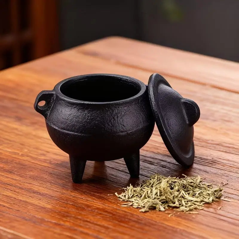 Mini Cast Iron Sandalwood Incense Burner Sage Smudge Pot Vintage Qme